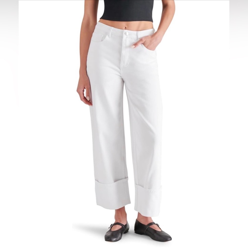 NEW White 100% Cotton Steve Madden Womens Noelie Pant 26” $99 - Picture 5 of 8